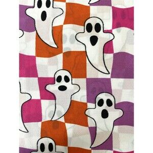Boos & Bones Queen Sheet Set Groovy Ghosts 4 Pc Halloween Checkered NWT